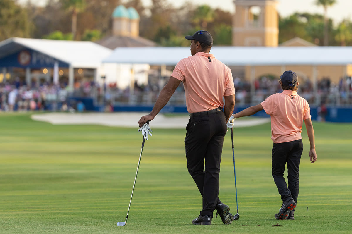 Tiger Woods and Charlie Woods at the 2021 PNC Championship.